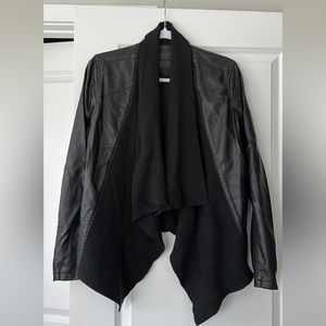 Women’s leather jacket with front cotton panels, size M